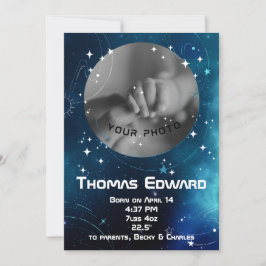 Anúncio Nascimento do Novo Espaço Exterior Azul Celestial