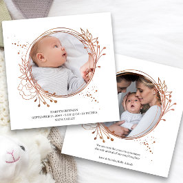 Anúncio Nascimento do Quadro de Fotos Dourado do Rosa de C