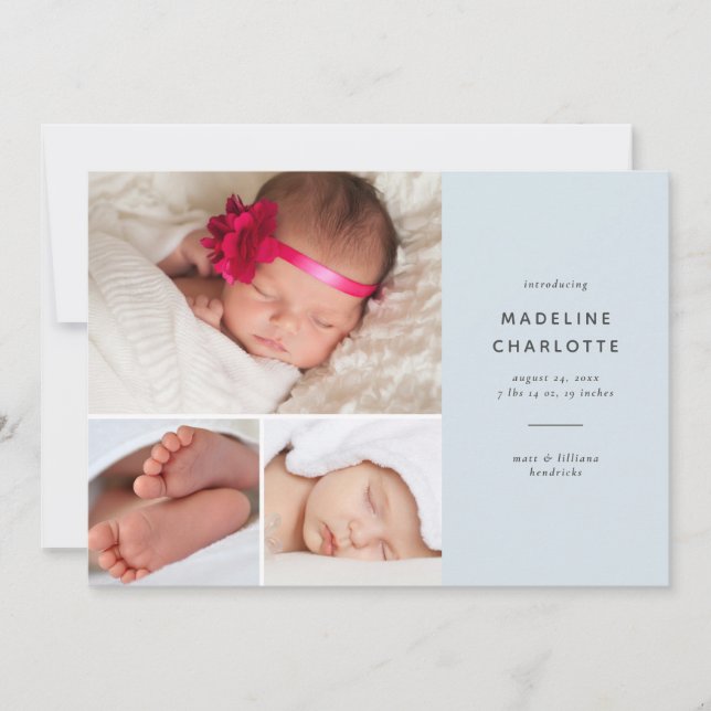 Anúncio Nascimento multifotográfico de Blue Modern Baby Bo (Frente)