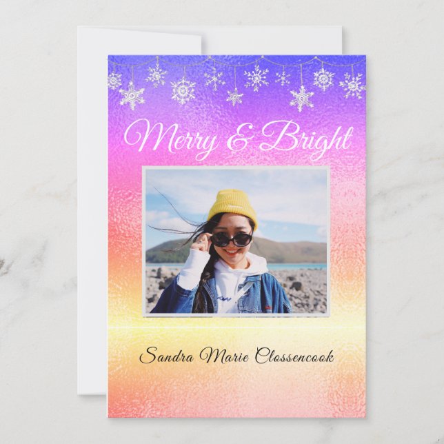 Anúncio Natal Mínimo Metálico Moderno do Arco-íris (Frente)