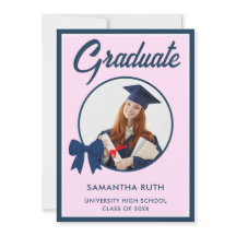 Navy Blue Gingham Bow Photo Graduation