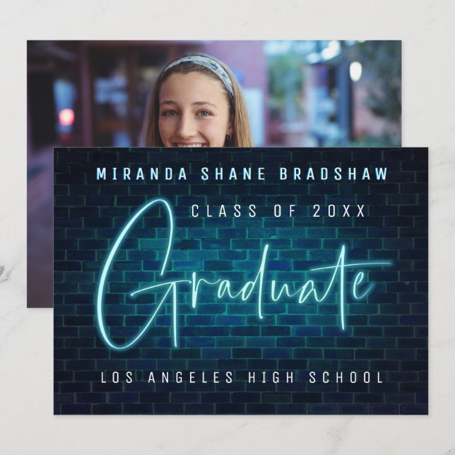 Anúncio Neon Sinal Blue Formando Foto Anunciada (Frente/Verso)