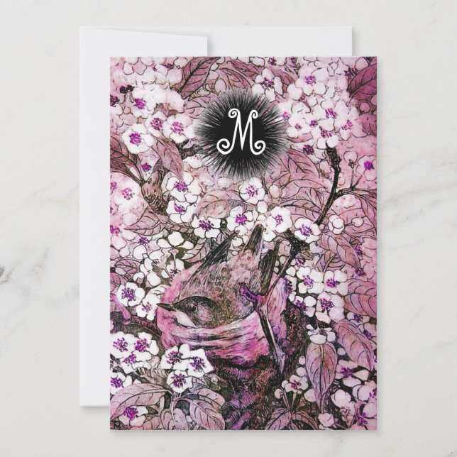 ANÚNCIO NESTE DE PÁSSAROS, MONOGRAMA DE FLORES DE PRIMAVER (Frente)