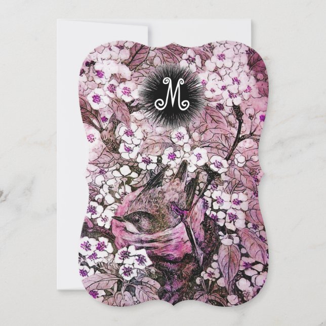 ANÚNCIO NESTE DE PÁSSAROS, MONOGRAMA DE FLORES DE PRIMAVER (Frente)