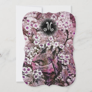 ANÚNCIO NESTE DE PÁSSAROS, MONOGRAMA DE FLORES DE PRIMAVER