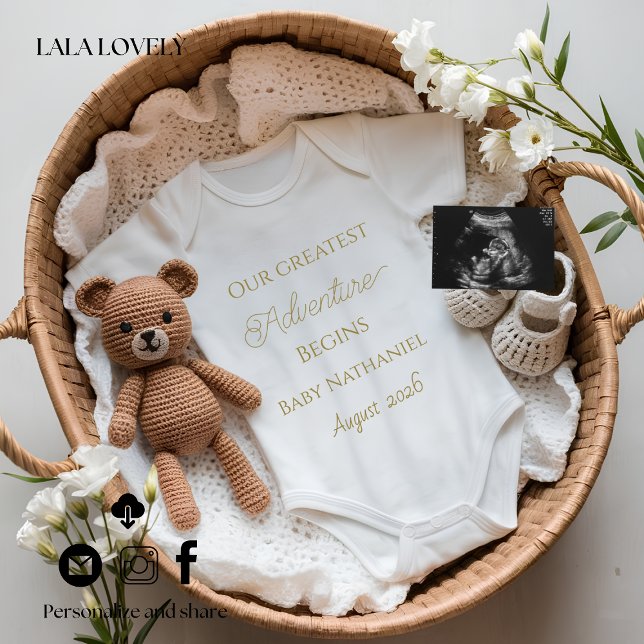 Anúncio Neutral Baby Reveal Pregnancy announcement card (Criador carregado)