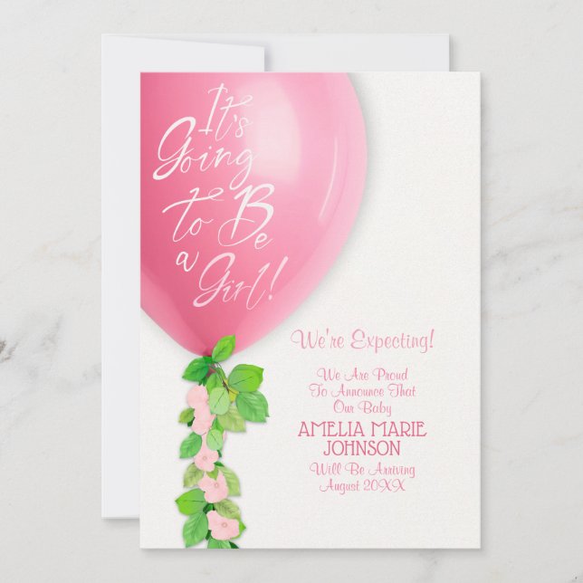 Anúncio New Baby Girl Announcement Card (Frente)