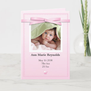 Anúncio New Baby Girl Photo Pink Announcement Card