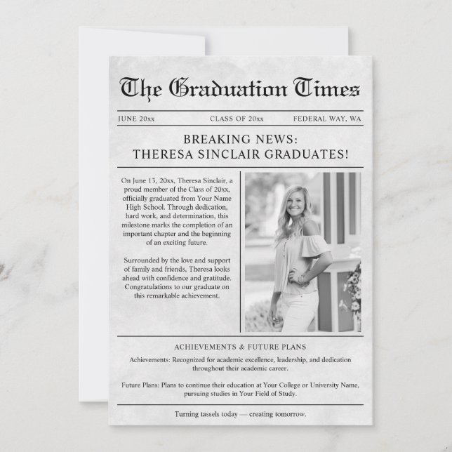 Anúncio Newspaper Photo Graduation (Frente)