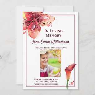 Anúncio No Loving Memory Calla Lily Funeral
