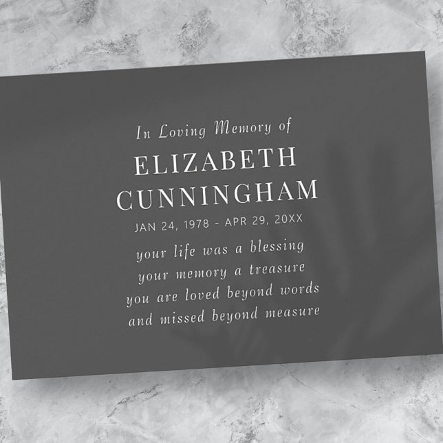 Anúncio No Loving Memory Memorial Modern Simple Cote (Criador carregado)
