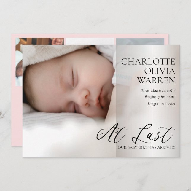 Anúncio No Último Script 4 Foto Bebê Rosa Nascido (Frente/Verso)