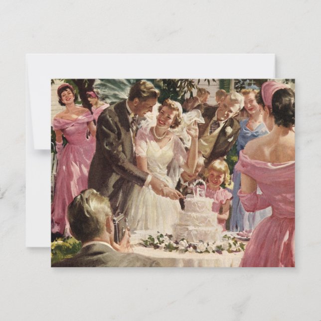 Anúncio Noiva Noivo Recém-Casados Cortam o Bolo de Casamen (Frente)