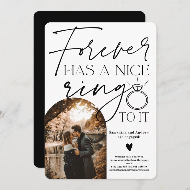 Anúncio Noivado branco preto do anel forever fotográfico (Frente/Verso)