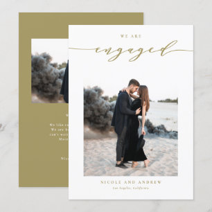 Anúncio Noivado de Fotografia de Script Whimsical Dourado