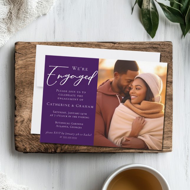 Anúncio Noivado de Fotografia do Casal Roxo Real (Criador carregado)