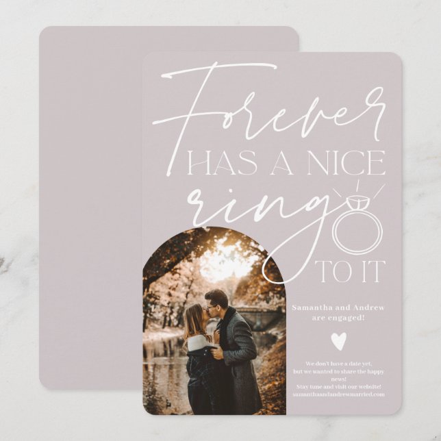 Anúncio Noivado lilás da cinza de arco de fotos do Anel an (Frente/Verso)