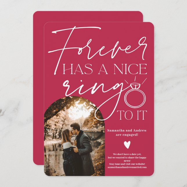 Anúncio Noivado magenta do arco de fotos do anel para semp (Frente/Verso)