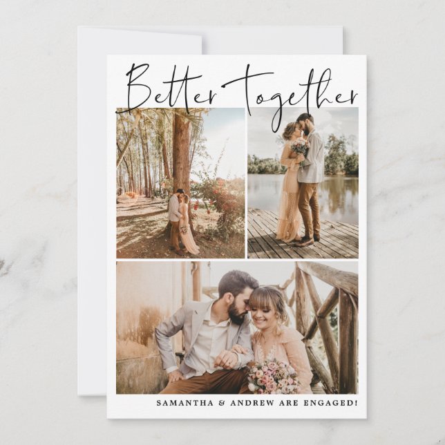 Anúncio Noivado moderno de 6 fotografias com script simple (Frente)