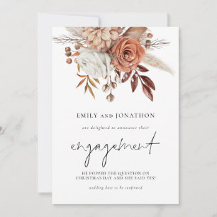 Anúncio Noivado Rustic Terracotta Florals Script