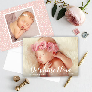 Anúncio Nome da declaração Branco Bebê Menina Foto Nascime