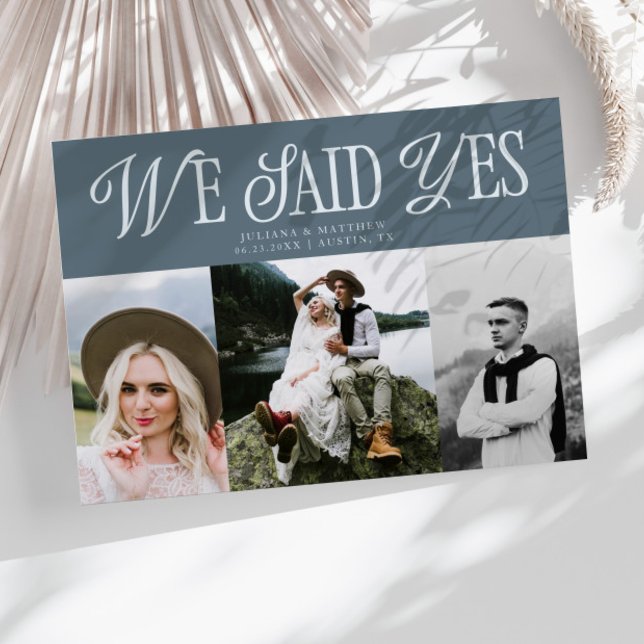 Anúncio Nós Dissemos Sim Casamento vintage Multi Photo Sla (Criador carregado)