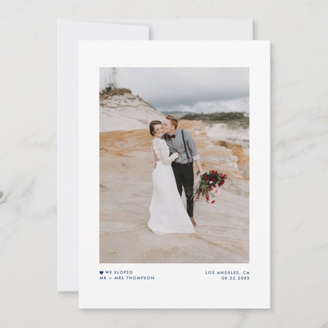 Anúncio Nós Elogiamos Casamento de Foto Azul Moderno Minim (Frente)