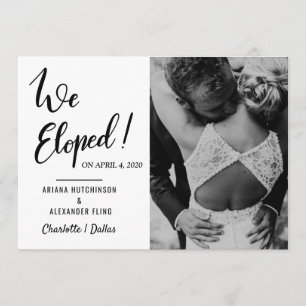Anúncio Nós Eloped foto ocasional escrita à mão do