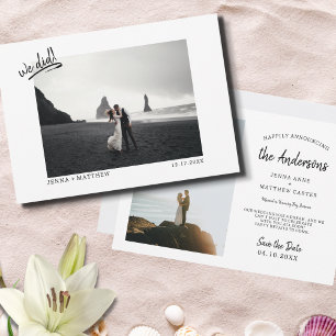 Anúncio Nós Fizemos Casamento na Praia Foto de Casal que F