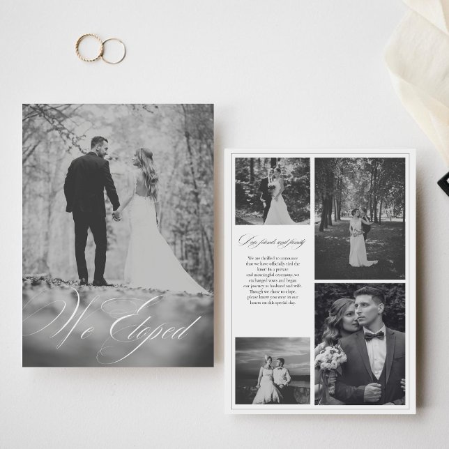 Anúncio Nós Fugimos Caligrafia Moderna Foto Preta e Branca (Criador carregado)