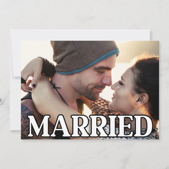 Anúncio Nós Fugimos Casados Foto de Casamento Moderno (Frente)