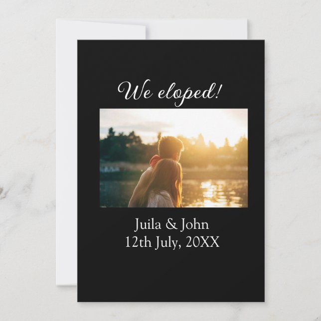 Anúncio Nós fugimos com o nome do casal cidade, data recém (Frente)