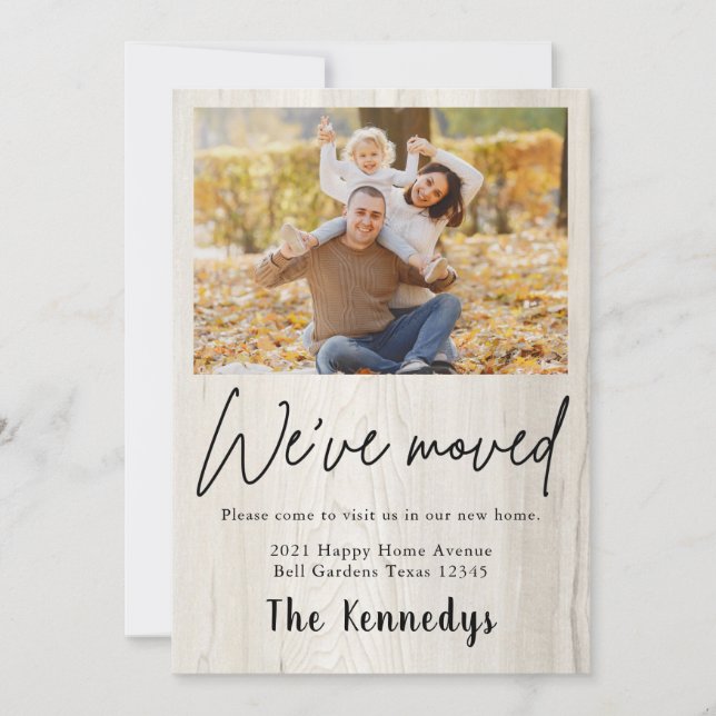 Anúncio Nós movemos o lançamento de fotos de madeira rusti (Frente)