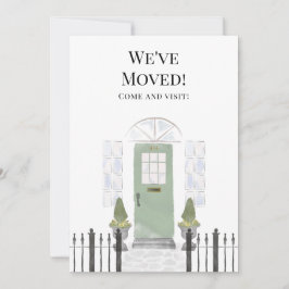 Anúncio Nós movemos uma nova porta verde de aquarela domés