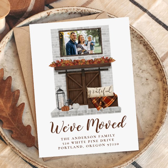 Anúncio Nós Mudamos Rustic Fall Farmhouse Lareira Móvel (Criador carregado)