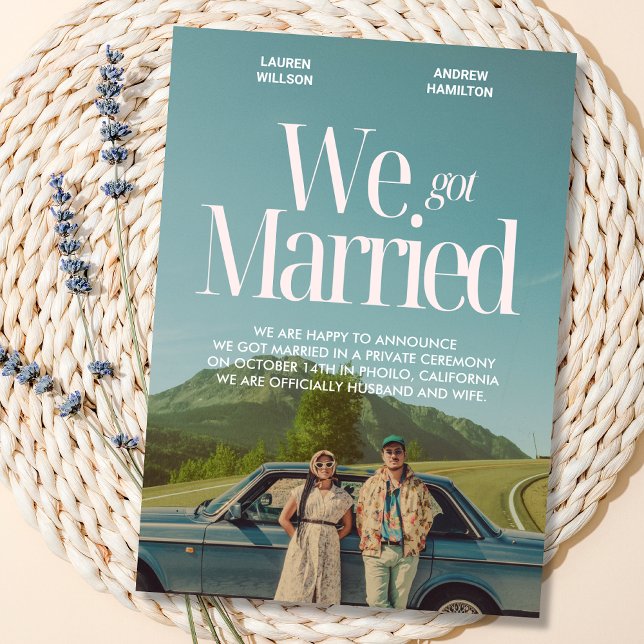 Anúncio Nós nos casamos foto estética retrô (Criador carregado)