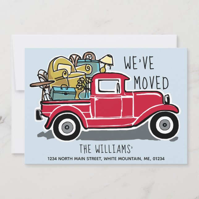 Anúncio Nós nos Mudamos Caminhão Vermelho Antigo Mudança d (Frente)