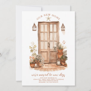 Anúncio Nós nos mudamos Entrada da porta de aquarela terro