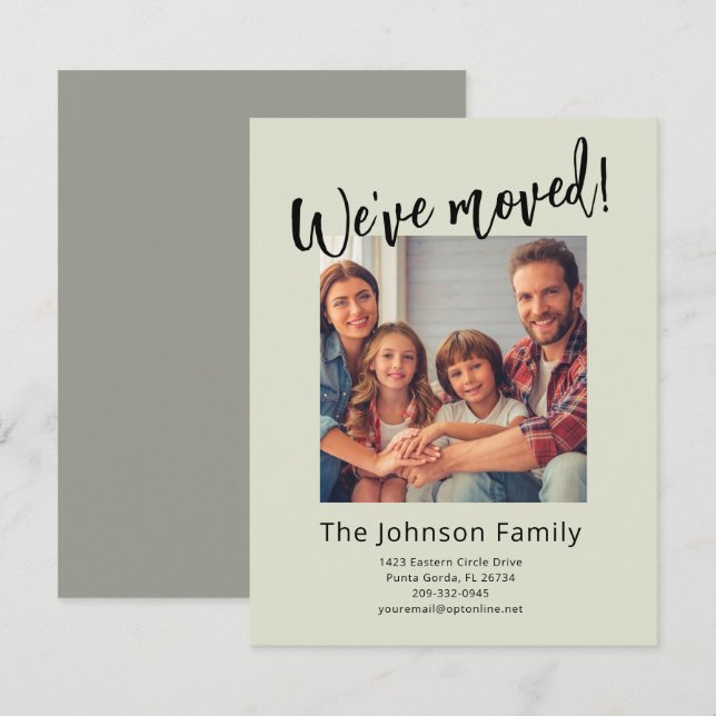 Anúncio Nós nos mudamos Orçamento de foto de família moder (Frente/Verso)
