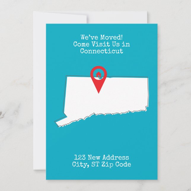 Anúncio Nós nos mudamos! Venha nos visitar em Connecticut (Frente)