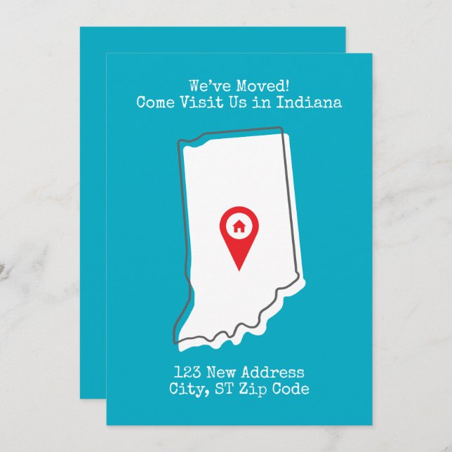 Anúncio Nós nos mudamos! Venha nos visitar em Indiana (Frente/Verso)