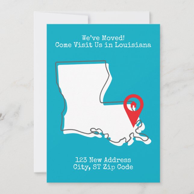 Anúncio Nós nos mudamos! Venha nos visitar em Louisiana (Frente)