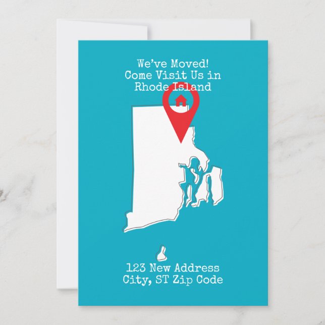 Anúncio Nós nos mudamos! Venha nos visitar em Rhode Island (Frente)