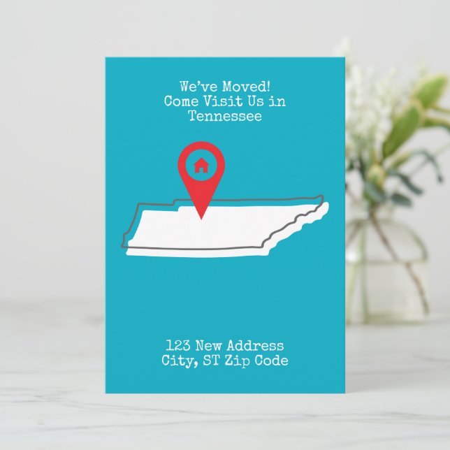 Anúncio Nós nos mudamos! Venha nos visitar no Tennessee (Em pé/Frente)