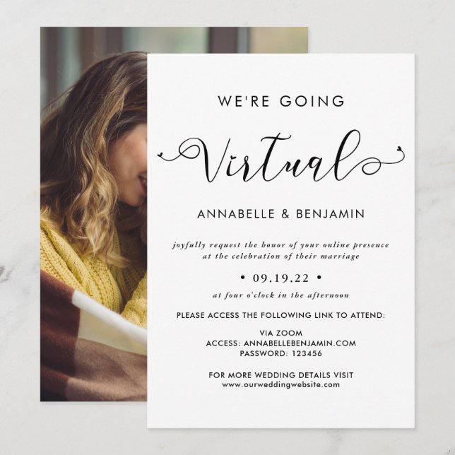 Anúncio Nós Vamos Casar Foto de Casamento Virtual (Frente/Verso)
