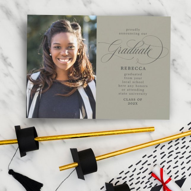 Anúncio Nossa Graduação de Fotos Verde do Script Clássico  (Criador carregado)