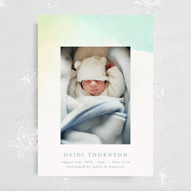 Anúncio nosso bebê borda do arco-íris foto bebê nasceu (Criador carregado)