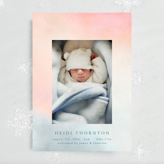 Anúncio nosso bebê borda do arco-íris foto bebê nasceu (Criador carregado)