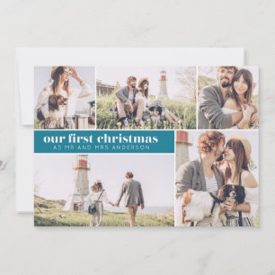 Anúncio Nosso Primeiro Natal Colagem de Fotos Modernas de