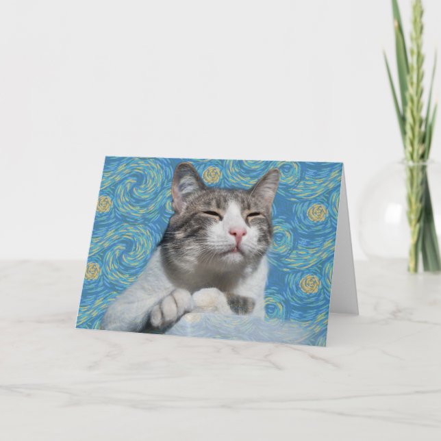 Anúncio Notecard Starry Night gatinho (Frente)